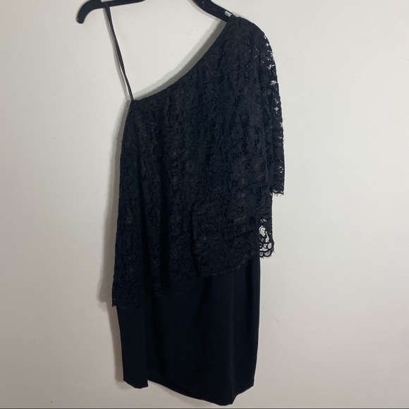 Nanette Lepore Black Lace One Shoulder Dress NWT Sz 8 - Picture 6 of 11